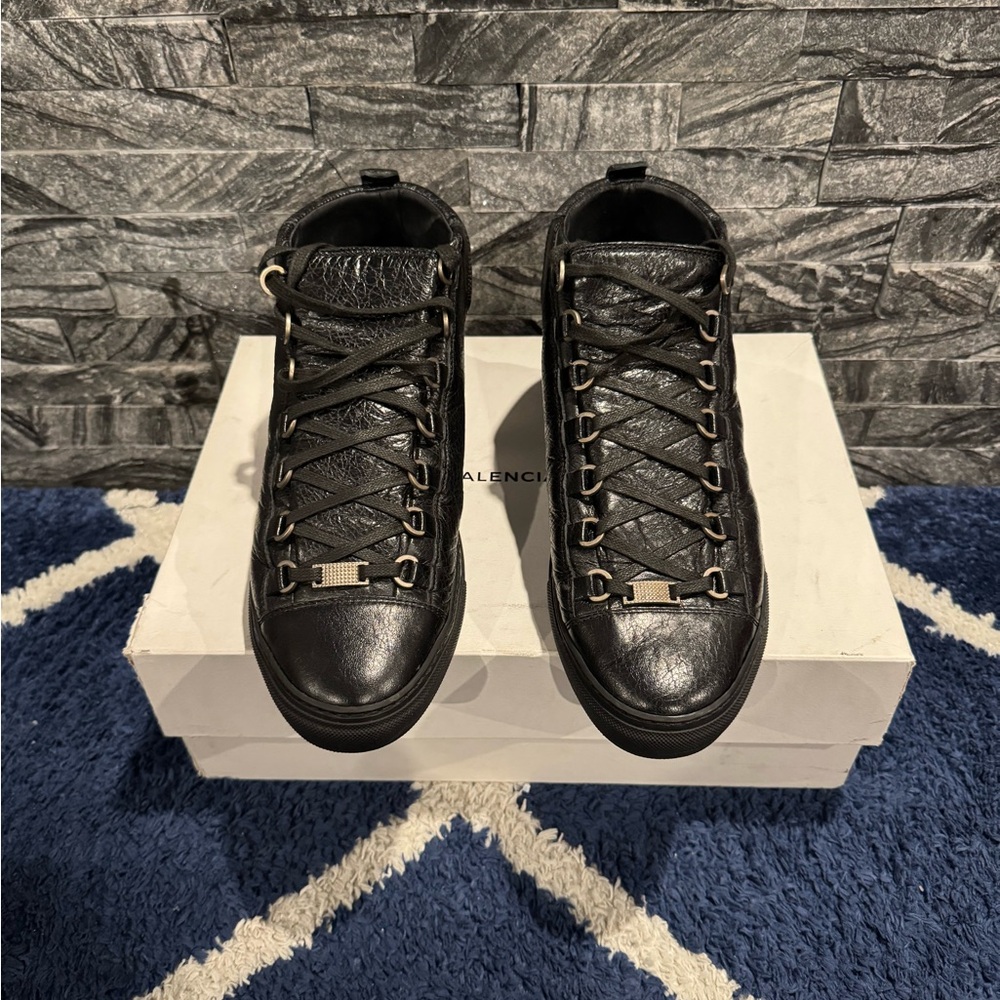 Balenciaga Arena Black Leather Sneakers